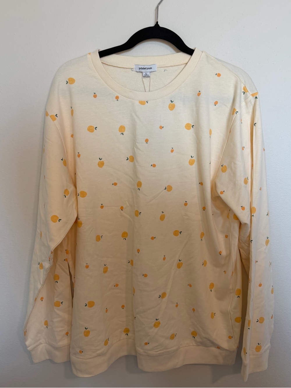 Polished Prints Pullover Cream Orange Peach Print Long-Sleeve sweater Top